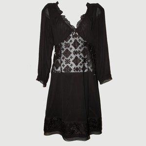 Just Cavalli Women's Black 3/4 Sleeve Transparent Dress Size 44 / 8 / Large